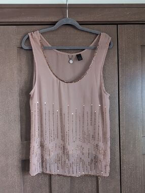 BKE Blush Sequin-Trim Sleeveless Camisole